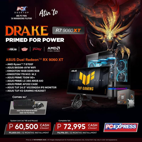 PCX GFH DRAKE R7 (9060XT) Radeon™ RX 9060 XT AMD Ryzen™ 7 Desktop - Powered by ASUS