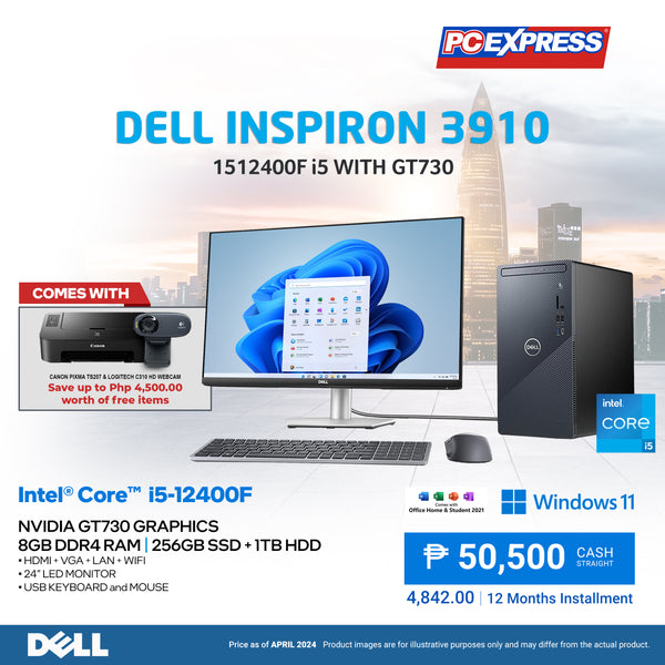 DELL INSPIRON 3910-I512400F I5 W/ GT730 Desktop Package