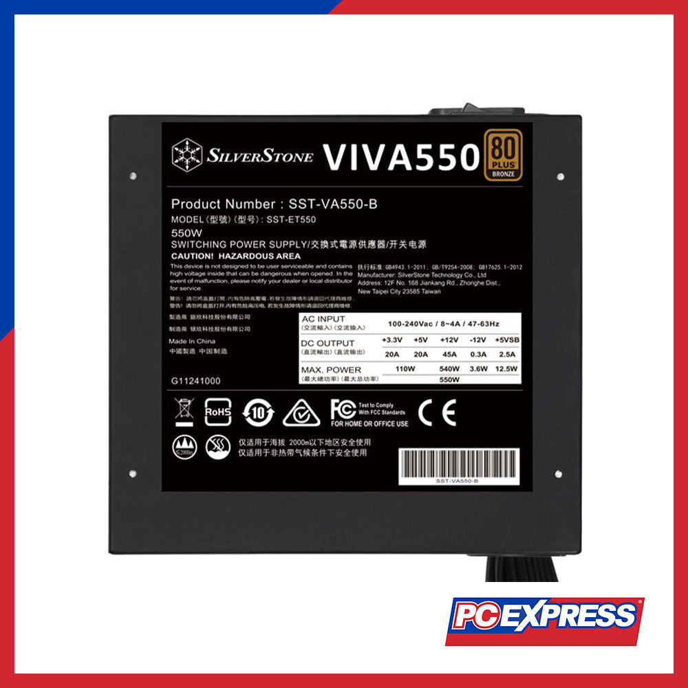 SILVERSTONE VIVA 550W 80+ Bronze Non-Modular True Rated Power Supply - PC Express