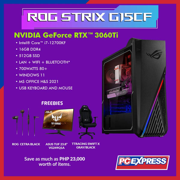 Asus ROG Strix G15CF (1270KF007WS) Intel® Core™ i7 GeForce RTX™ 3060TI Gaming Desktop - PC Express