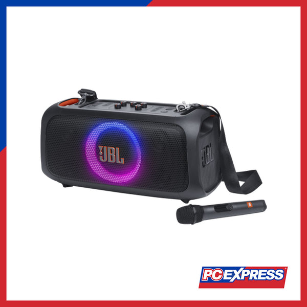 JBL PartyBox On-the-Go Essential Portable Party Speaker with built-in lights and wireless mic
