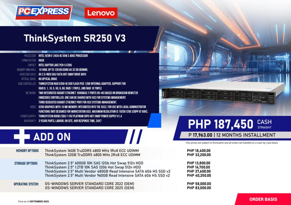 LENOVO ThinkSystem SR250 V3 (7DCLA00EAP) Rack Server