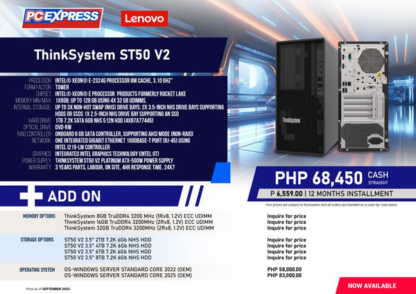 LENOVO ThinkSystem ST50 V2 (7D8JA00WAP) Tower Server