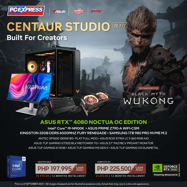 PCX GFH CENTAUR STUDIO (i9 XIV) GeForce RTX™ 4080 Intel® Core™ i9 Gaming Desktop Package - Powered By ASUS