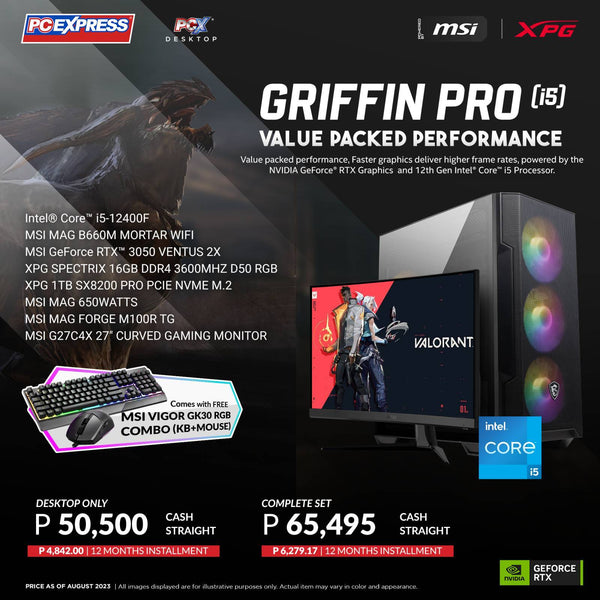PCX GFH GRIFFIN PRO (i5) GeForce RTX™ 3050 Intel® Core™ i5 Gaming Desktop