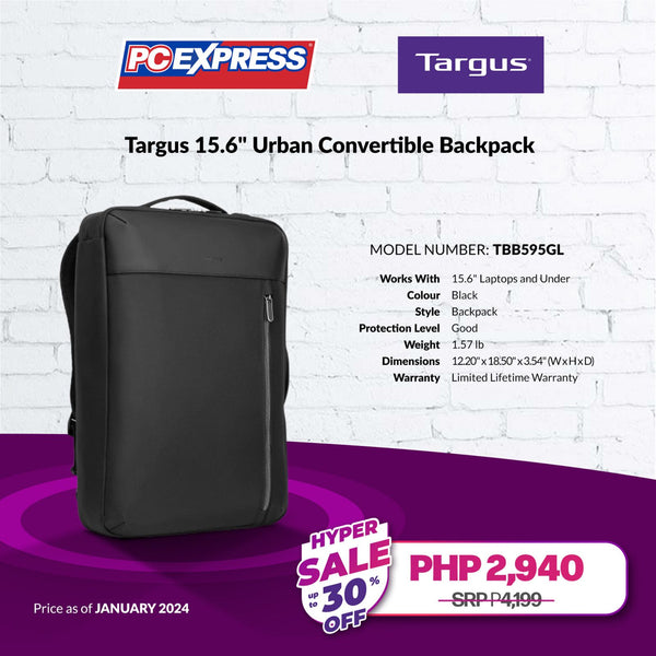 Targus 15.6-inch Urban Convertible Backpack (Black)