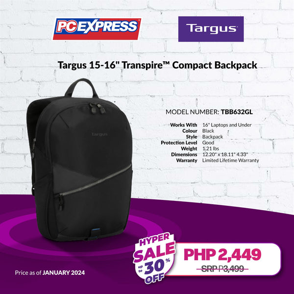 Targus 15-16" Transpire™ Compact Backpack (Black)