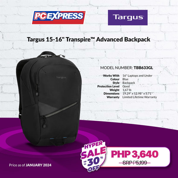 Targus 15-16" Transpire™ Advanced Backpack (Black)