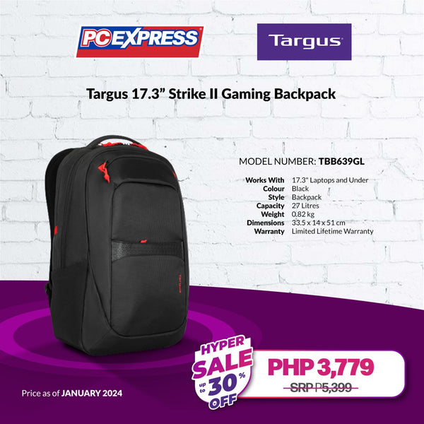 Targus 17.3-inch Strike II Gaming Backpack (Black/Red)