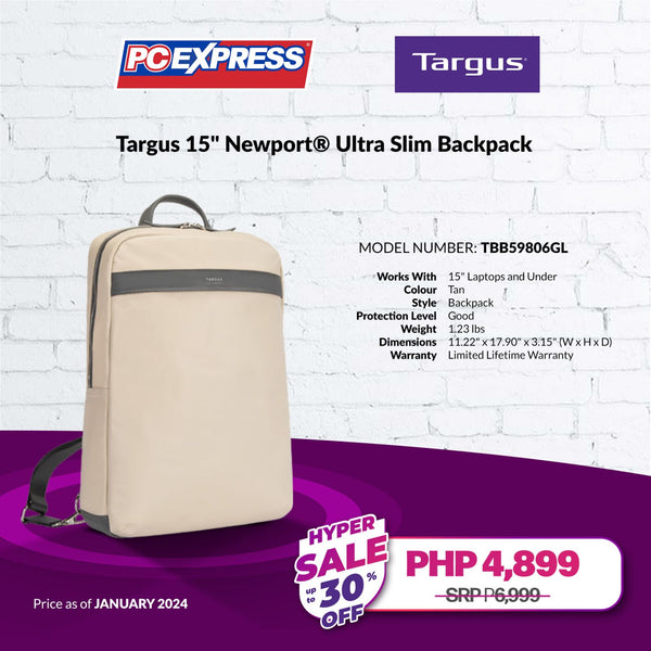 Targus 15-inch Newport Ultra Slim Backpack (Tan)