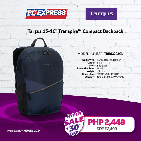 Targus 15-16" Transpire™ Compact Backpack (Blue)