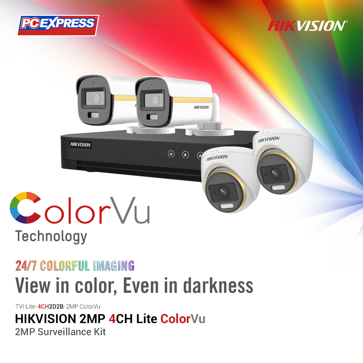 HIKVISION TVI Lite-4CH2D2B-2MP ColorVu KIT – PC Express