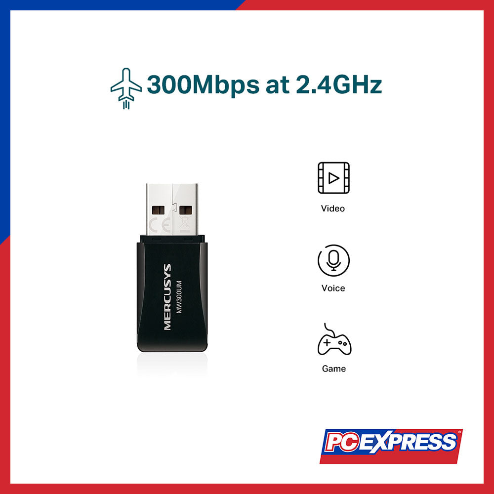 MERCUSYS MW300UM N300 Wireless Mini USB Adapter - PC Express